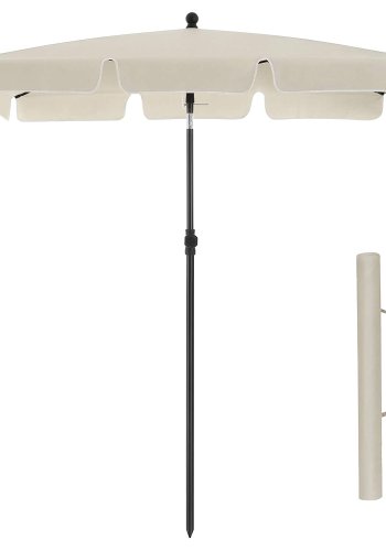 SONGMICS GPU025M01 parasoll, rektangul�r, med UPF 50+ beskyttelse, vippbar solskjerm, b�reveske, uten fot - beige PA og st�l (2x1,25m)