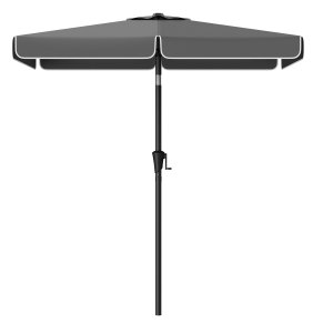SONGMICS 2 x 1,5 m terrasseparasoll, rektangul�r hageparasoll, UPF 50+, 30&deg; vipp i 2 retninger, for hage, terrasse, base ikke inkludert, gr� GPU048G01