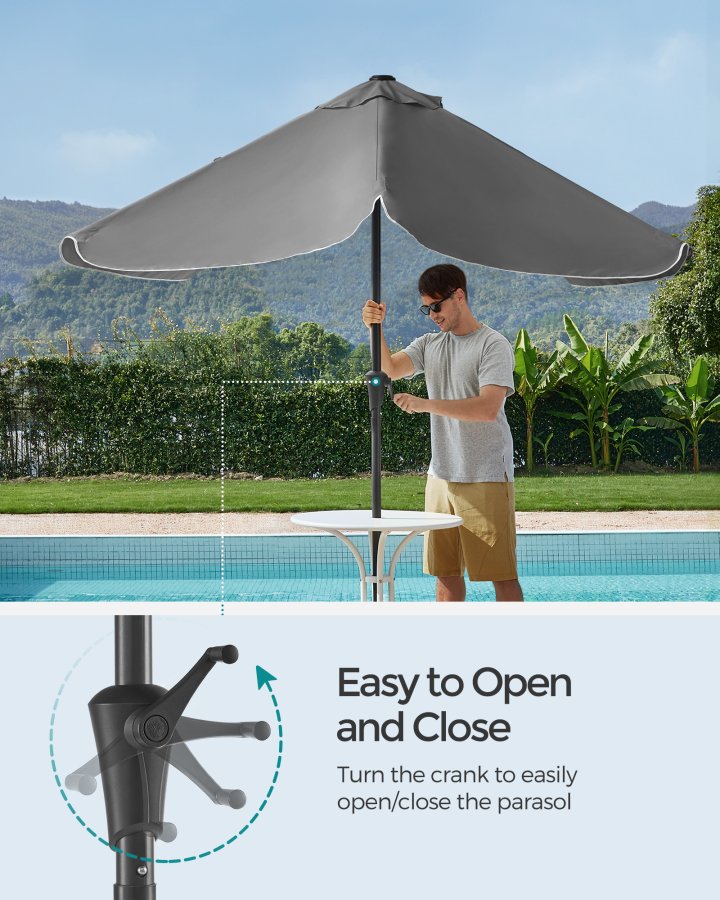 SONGMICS 2 x 1,5 m terrasseparasoll, rektangul�r hageparasoll, UPF 50+, 30&deg; vipp i 2 retninger, for hage, terrasse, base ikke inkludert, gr� GPU048G01