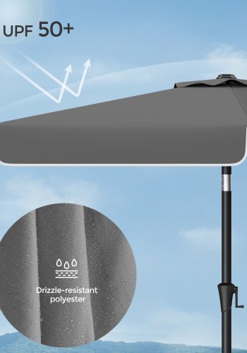 SONGMICS 2 x 1,5 m terrasseparasoll, rektangul�r hageparasoll, UPF 50+, 30&deg; vipp i 2 retninger, for hage, terrasse, base ikke inkludert, gr� GPU048G01