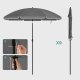 SONGMICS GPU060G01 strandparasol, m. UPF 50+, solbeskyttelse, vippemekanisme, b�retaske, b�rbar, ottekantet - gr� polyester og jern