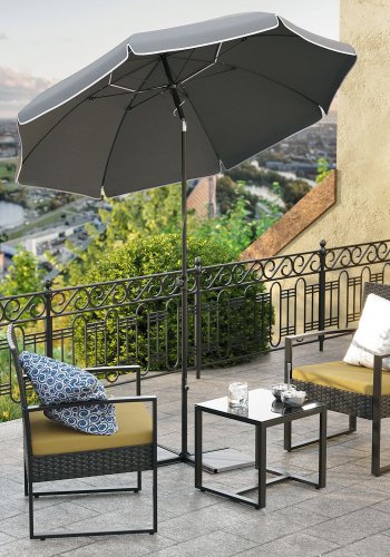 SONGMICS GPU060G01 strandparasol, m. UPF 50+, solbeskyttelse, vippemekanisme, b�retaske, b�rbar, ottekantet - gr� polyester og jern
