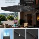 SONGMICS frittst�ende hageparasoll med solcelledrevne LED-lys, 3 m banan-terrasseparasoll med base, h�ndsveiv for �pning og lukking, solskjerm med UPF 50+ beskyttelse, gr� GPU118G01