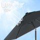 SONGMICS GPU202G01 parasoll, med UPF 50+, solseil, 30&deg; tilt, h�ndsveiv, uten fot - gr� polyester og st�l