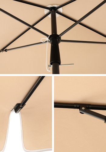 SONGMICS GPU25BR parasoll, med UPF 50+ beskyttelse, vippbar solskjerm, PA-belagt, b�reveske, uten base - taupe polyester og st�l