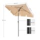 SONGMICS GPU25BR parasoll, med UPF 50+ beskyttelse, vippbar solskjerm, PA-belagt, b�reveske, uten base - taupe polyester og st�l