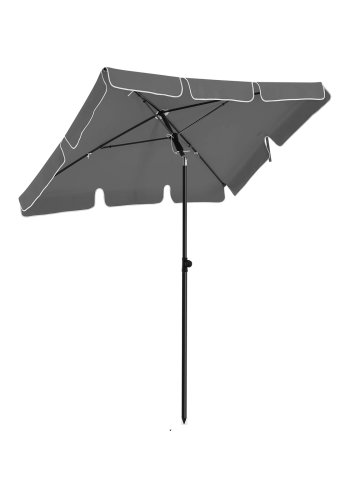 SONGMICS GPU25GY parasoll, med UPF 50+ beskyttelse, vippbar solskjerm, PA-belagt baldakin, b�reveske, uten base - gr� polyester og st�l
