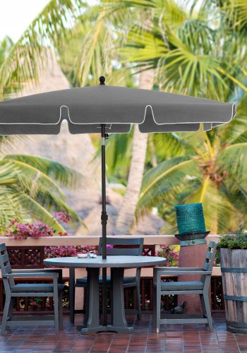 SONGMICS GPU25GY parasoll, med UPF 50+ beskyttelse, vippbar solskjerm, PA-belagt baldakin, b�reveske, uten base - gr� polyester og st�l