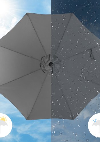 SONGMICS GPU30GYV1 parasoll, med UPF 50+, solseil, 30&deg; tilt, h�ndsveiv, uten fot - gr� polyester og st�l