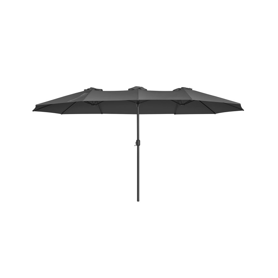 SONGMICS GPU36GY dobbeltsidet parasol, m. UPF 50+ beskyttelse, h�ndsving, uden fod - gr� polyester og st�l