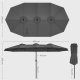 SONGMICS GPU36GY dobbeltsidet parasol, m. UPF 50+ beskyttelse, h�ndsving, uden fod - gr� polyester og st�l