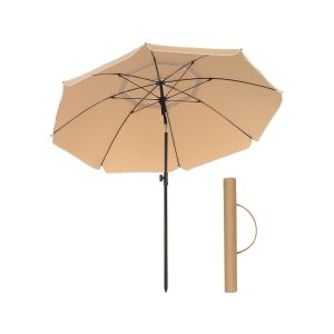 SONGMICS GPU060G01 strandparasoll, med UPF 50+, solbeskyttelse, vippemekanisme, b�reveske, b�rbar, �ttekantet - taupe polyester og jern