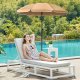 SONGMICS GPU060G01 strandparasoll, med UPF 50+, solbeskyttelse, vippemekanisme, b�reveske, b�rbar, �ttekantet - taupe polyester og jern