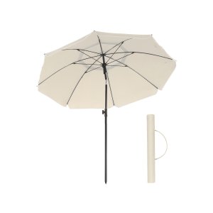 SONGMICS GPU60WTV1 strandparasoll, med UPF 50+, solbeskyttelse, vippemekanisme, b�reveske, �ttekantet - beige polyester og st�l