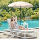 SONGMICS GPU60WTV1 strandparasoll, med UPF 50+, solbeskyttelse, vippemekanisme, b�reveske, �ttekantet - beige polyester og st�l