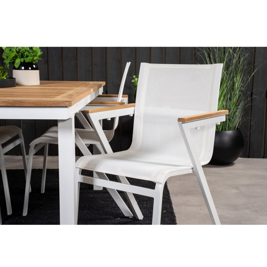 VENTURE DESIGN havest, m. Panama bord, m. udtrk og 4 Mexico stole, m. armln - teak/alu/textilene