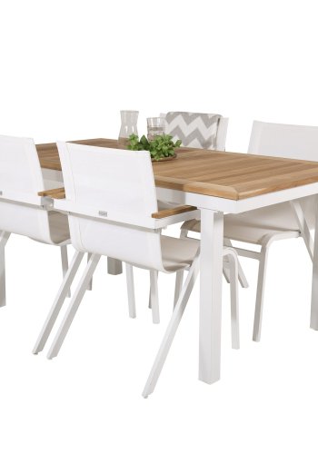 VENTURE DESIGN havest, m. Panama bord, m. udtrk og 4 Mexico stole, m. armln - teak/alu/textilene