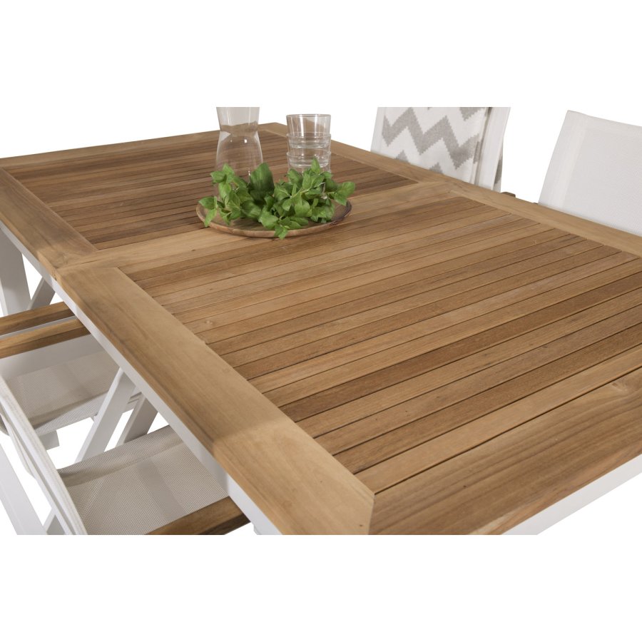 VENTURE DESIGN havest, m. Panama bord, m. udtrk og 4 Mexico stole, m. armln - teak/alu/textilene