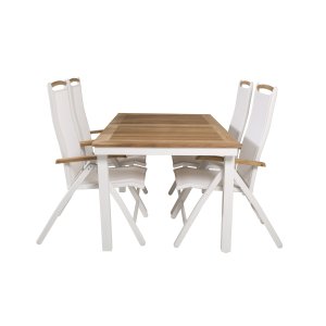 VENTURE DESIGN havest, m. Panama bord, m. udtrk og 4 Panama 5:pos. stole - teak/alu/textilene