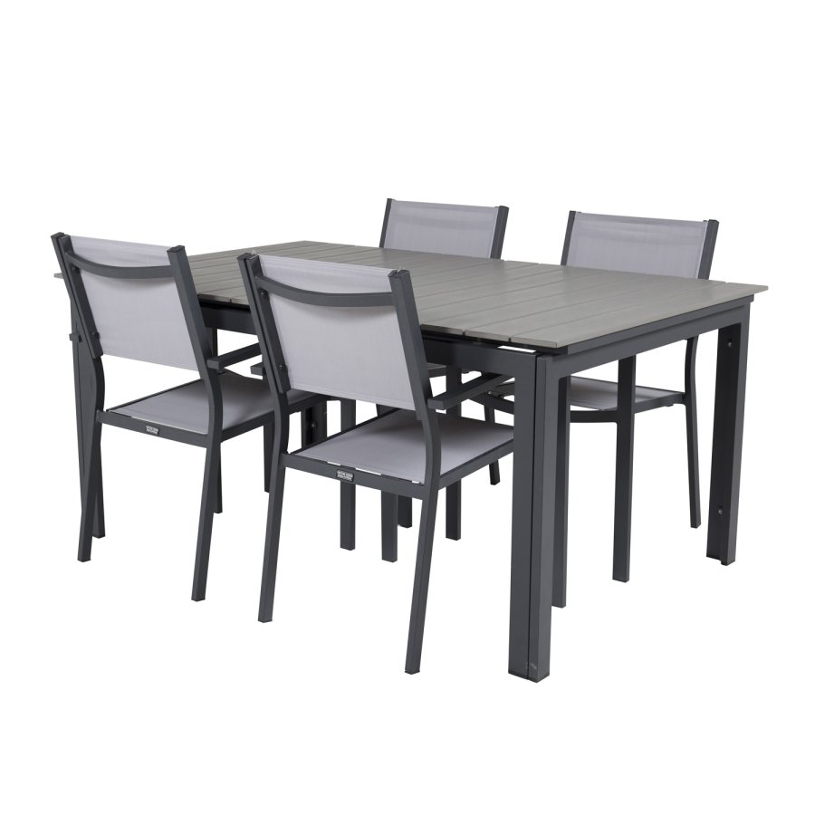 VENTURE DESIGN havebord, m. Levels havebord og 4 Copacabana havestole - gr aintwood og sort alu