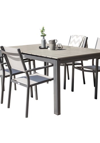 VENTURE DESIGN havebord, m. Levels havebord og 4 Copacabana havestole - gr aintwood og sort alu