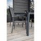VENTURE DESIGN Gartenset mit Break-Tisch (150 x 90) und 4 Anna-Stühlen – schwarzes Eichenholz/Alu/Rattan 