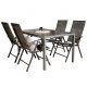 VENTURE DESIGN Gartenset mit Break-Tisch und 4 Break 5-Positionen-Stühlen mit Armlehnen - schwarzes Aluminium und Aintwood