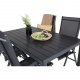 VENTURE DESIGN Gartenset mit Break-Tisch und 4 Break 5-Positionen-Stühlen mit Armlehnen - schwarzes Aluminium und Aintwood