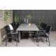 VENTURE DESIGN Levels hagesett med bord med uttrekk og 8 stoler med armlener - gr/svart i tre/svart aluminium