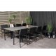 VENTURE DESIGN Levels hagesett med bord med uttrekk og 8 stoler med armlener - gr/svart i tre/svart aluminium