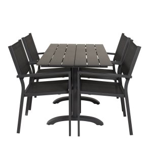 VENTURE DESIGN havest, m. Denver cafébord (120x70) og 4 Copacabana stole, m. armln - aintwood/alu