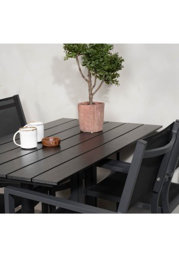 VENTURE DESIGN havest, m. Denver cafébord (120x70) og 4 Copacabana stole, m. armln - aintwood/alu