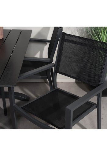 VENTURE DESIGN havest, m. Denver cafébord (120x70) og 4 Copacabana stole, m. armln - aintwood/alu