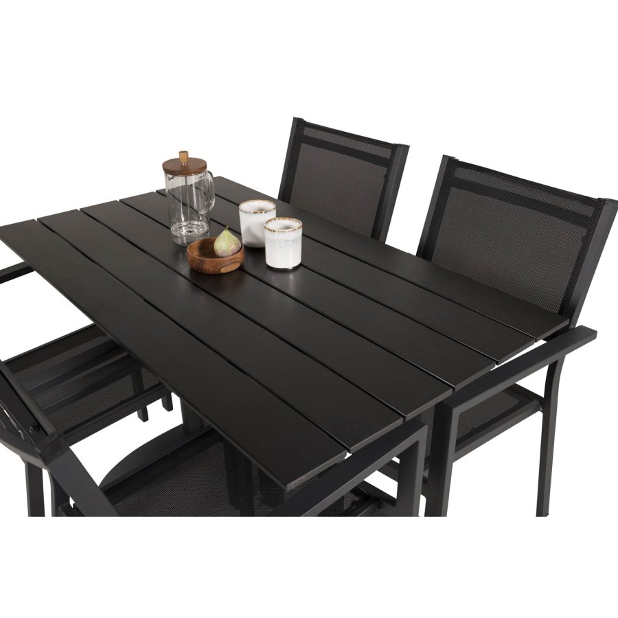 VENTURE DESIGN havest, m. Denver cafébord (120x70) og 4 Copacabana stole, m. armln - aintwood/alu