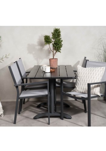 VENTURE DESIGN havest, m. Denver cafébord (120x70) og 4 Copacabana stole, m. armln - aintwood/alu