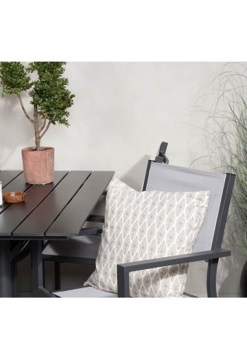 VENTURE DESIGN havest, m. Denver cafébord (120x70) og 4 Copacabana stole, m. armln - aintwood/alu