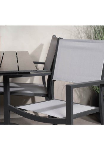 VENTURE DESIGN havest, m. Denver cafébord (120x70) og 4 Copacabana stole, m. armln - aintwood/alu