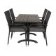 VENTURE DESIGN havest, m. Denver cafébord (120x70) og 4 Anna stole - sort aintwood/alu/rattan 