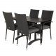 VENTURE DESIGN havest, m. Denver cafébord (120x70) og 4 Anna stole - sort aintwood/alu/rattan 