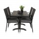 VENTURE DESIGN havest, m. Denver cafébord (120x70) og 4 Anna stole - sort aintwood/alu/rattan 