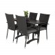 VENTURE DESIGN havest, m. Denver cafébord (120x70) og 4 Anna stole - sort aintwood/alu/rattan 
