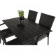 VENTURE DESIGN havest, m. Denver cafébord (120x70) og 4 Anna stole - sort aintwood/alu/rattan 