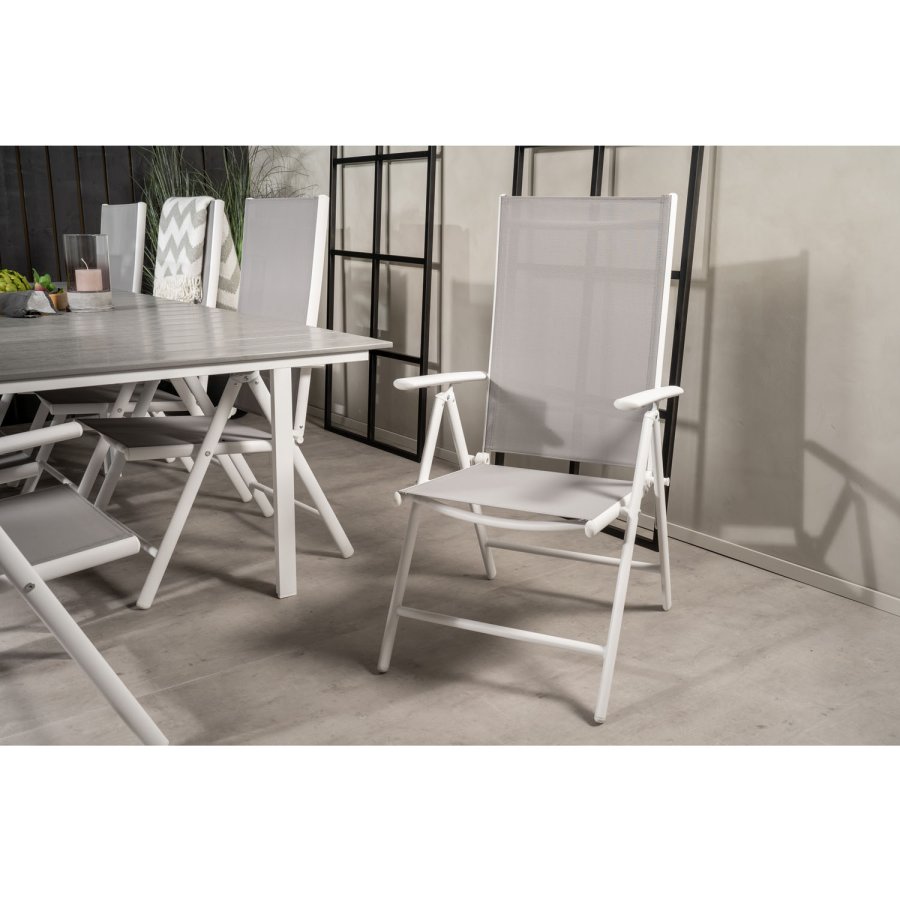 VENTURE DESIGN havest m Levels bord m. udtrk og 8 Break stole m. recliner - gr aintwood/textilene