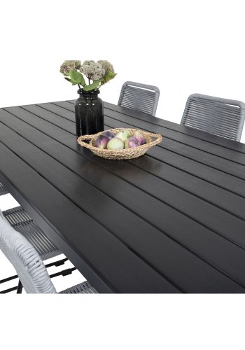 VENTURE DESIGN havest, m. Break bord (205x90) og 6 Lindos stole - aintwood/alu/reb/stl