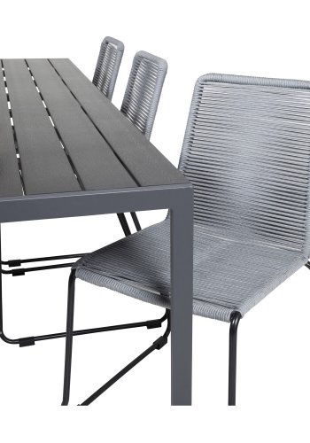 VENTURE DESIGN havest, m. Break bord (205x90) og 6 Lindos stole - aintwood/alu/reb/stl