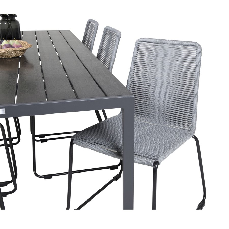 VENTURE DESIGN havest, m. Break bord (205x90) og 6 Lindos stole - aintwood/alu/reb/stl