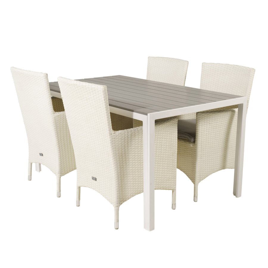 VENTURE DESIGN havest, m. Break bord (150x90) og 4 Malin stole, m. armln - gr aintwood/alu 