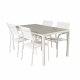 VENTURE DESIGN Gartentisch mit Break-Tisch und 4 Santorini-Stühlen mit Armlehnen – weißes Aluminium und graues Aintwood 