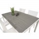 VENTURE DESIGN Gartentisch mit Break-Tisch und 4 Santorini-Stühlen mit Armlehnen – weißes Aluminium und graues Aintwood 