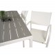 VENTURE DESIGN Gartentisch mit Break-Tisch und 4 Santorini-Stühlen mit Armlehnen – weißes Aluminium und graues Aintwood 
